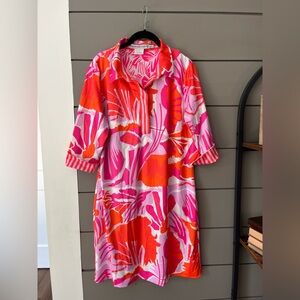 Gretchen Scott Designs Pink and Orange Midi Dress